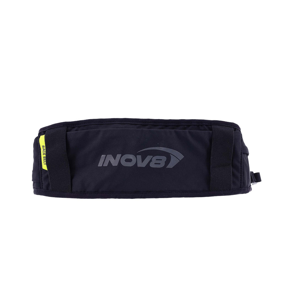 Front view of the INOV8 Unisex Race Belt in the Black colourway.