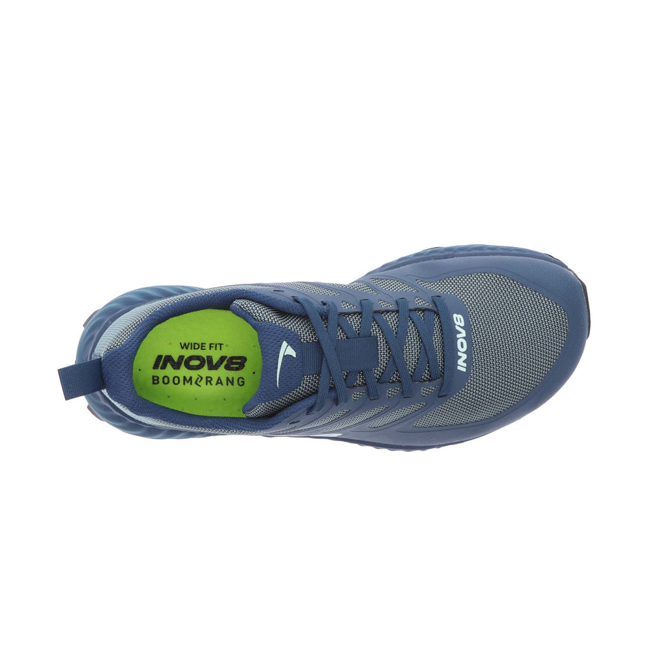 Right shoe upper view of INOV8 Women's Mudtalon Running Shoes in Storm Blue/Navy (8191016861858)