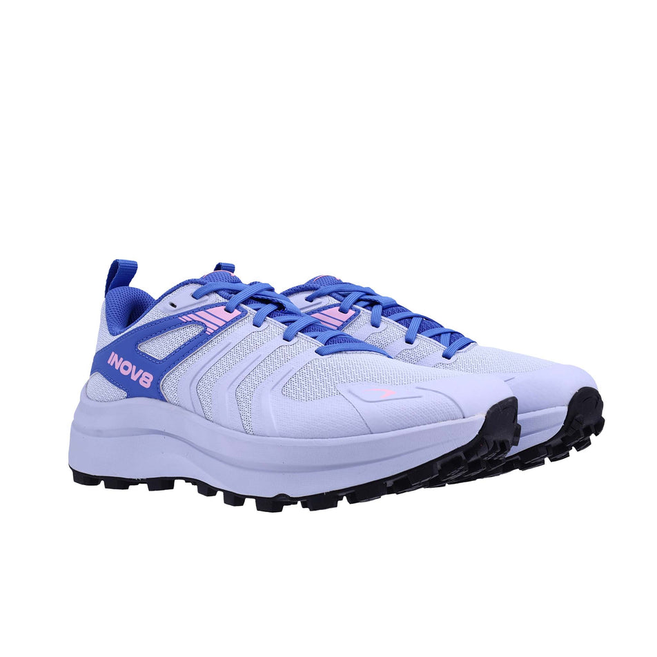 A pair of INOV8 Women's Trailtalon Max Running Shoes in the Light Blue/Blue colourway.