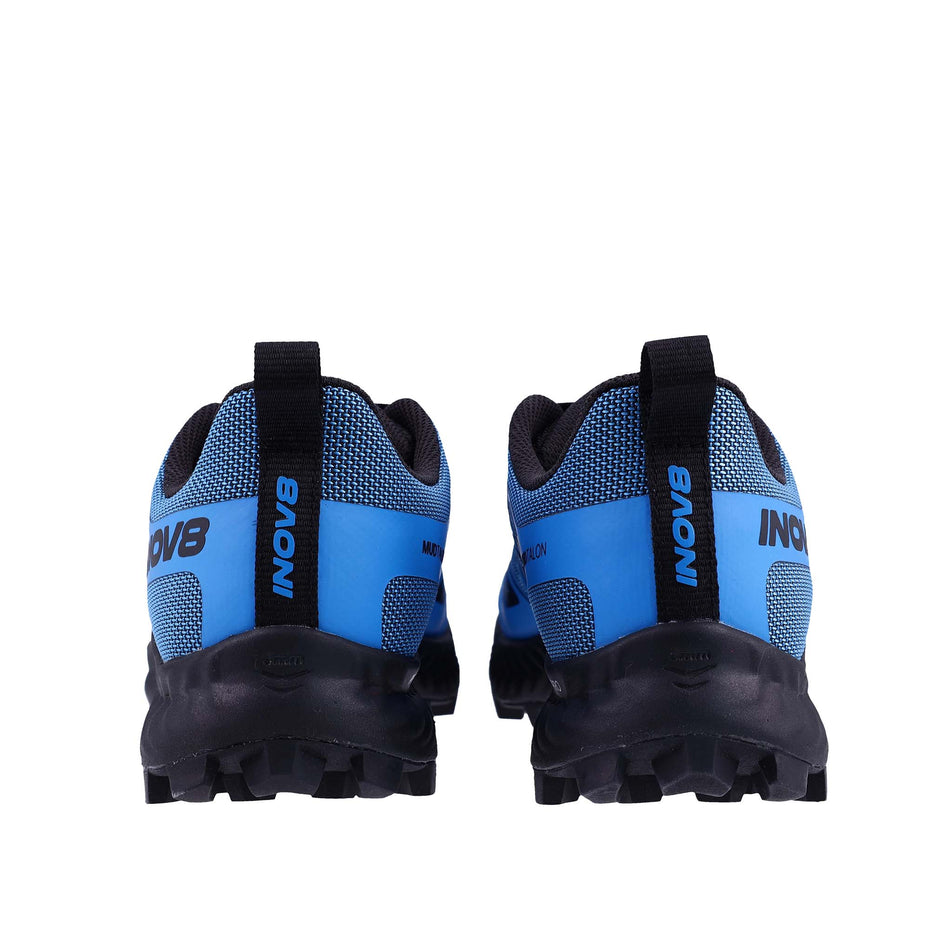 The back of a pair of INOV8 Men's Mudtalon™ V2 Running Shoes in the Blue/Black colourway.
