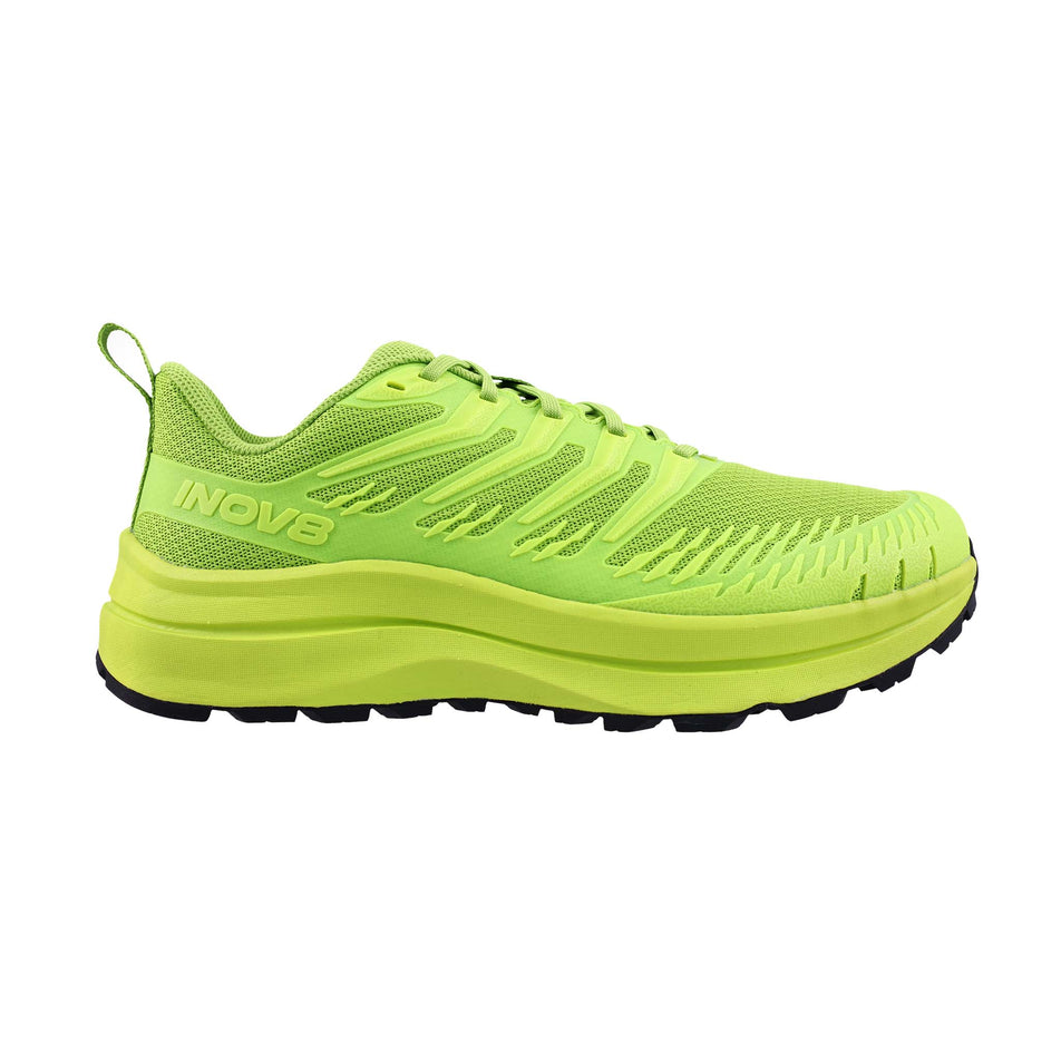 Lateral view of the right shoe from a pair of INOV8 Men's TrailFly™ Max V2 Running Shoes in the Green colourway.