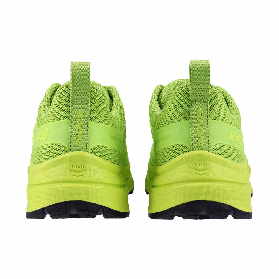 The back of a pair of INOV8 Women's TrailFly™ Max V2 Running Shoes in the Green colourway.