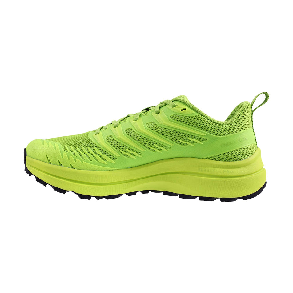 Medial view of the right shoe from a pair of INOV8 Women's TrailFly™ Max V2 Running Shoes in the Green colourway.