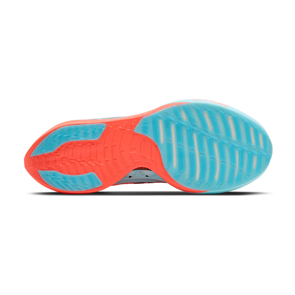 The outsole of the right shoe from a pair of Brooks Unisex Hyperion Elite 5 Running Shoes in the Pink Clay/Atomizer Blue colourway. (8721881006242)