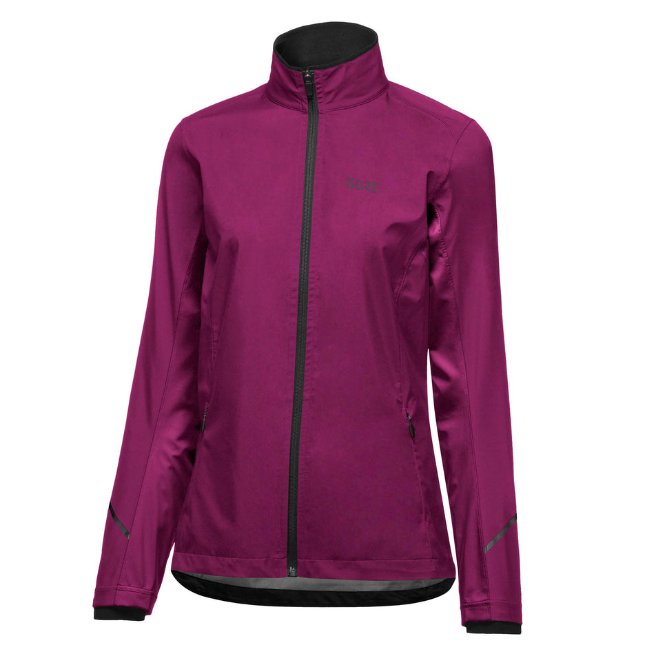 Angled front view of a GOREWEAR Women's R3 Partial GORE-TEX INFINIUM™ Jacket in the Process Purple colourway (8031315493026)