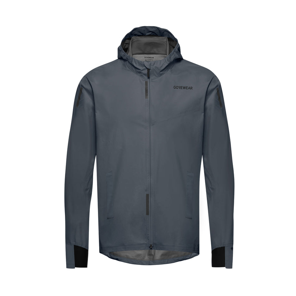 Front view of a GOREWEAR Men's Concurve GORE-TEX Jacket in the Lab Graphite colourway. (8503973380258)