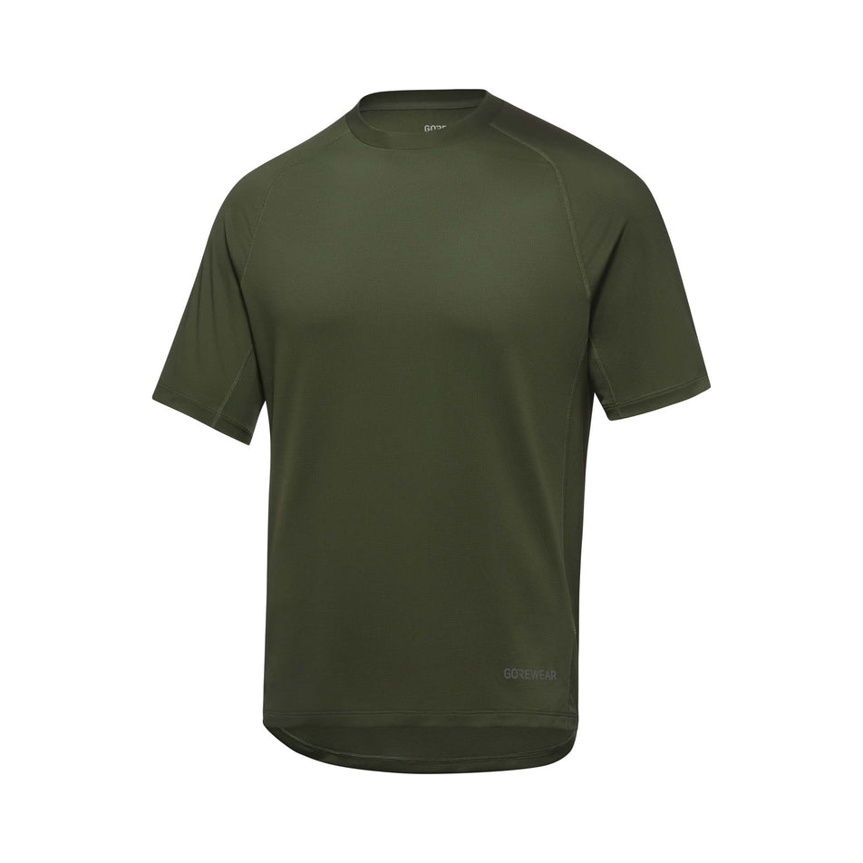 Angled front view of a GORWEAR Men's Everyday Solid Shirt in the Utility Green colourway (8166474743970)