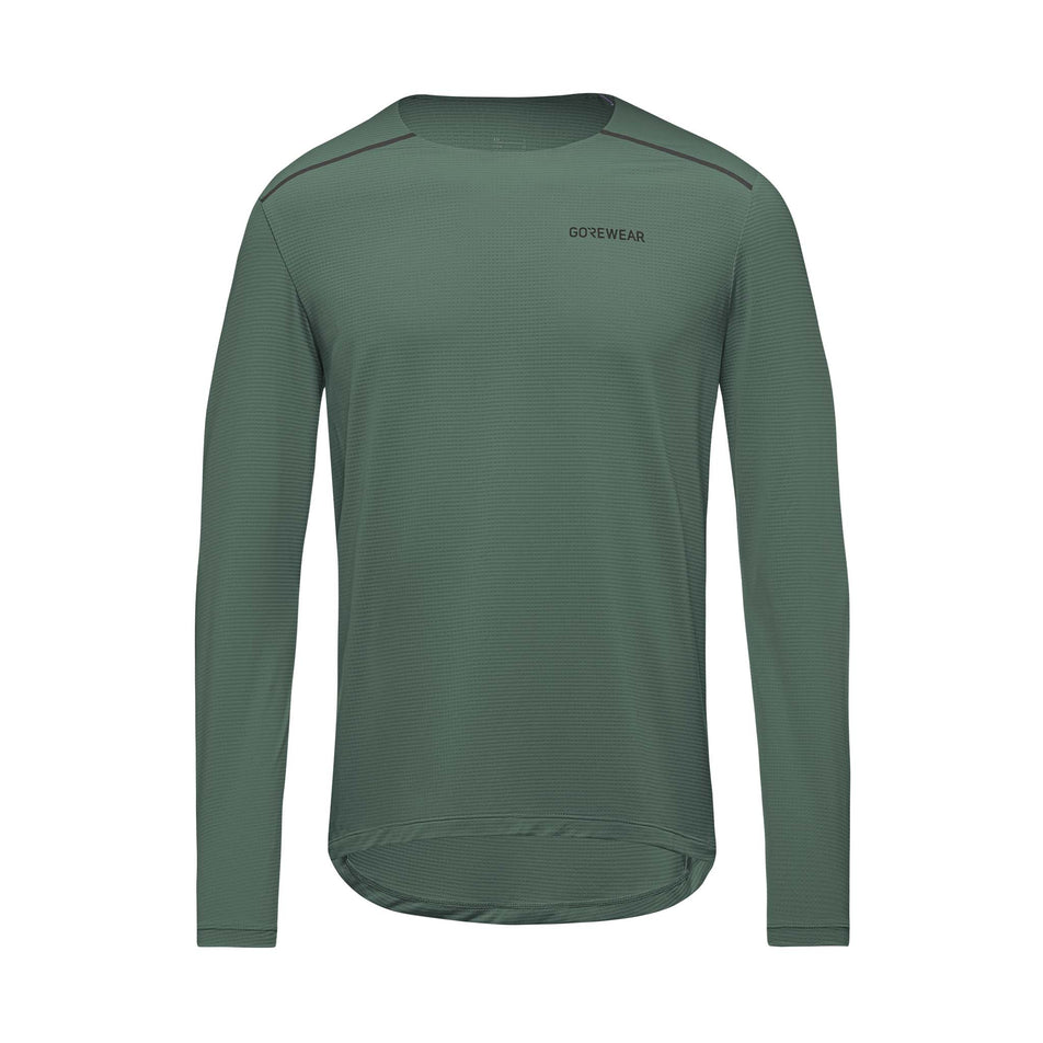 Front view of the GOREWEAR Men's Contest 2.0 Long Sleeve Tee in the Slate Green colourway.