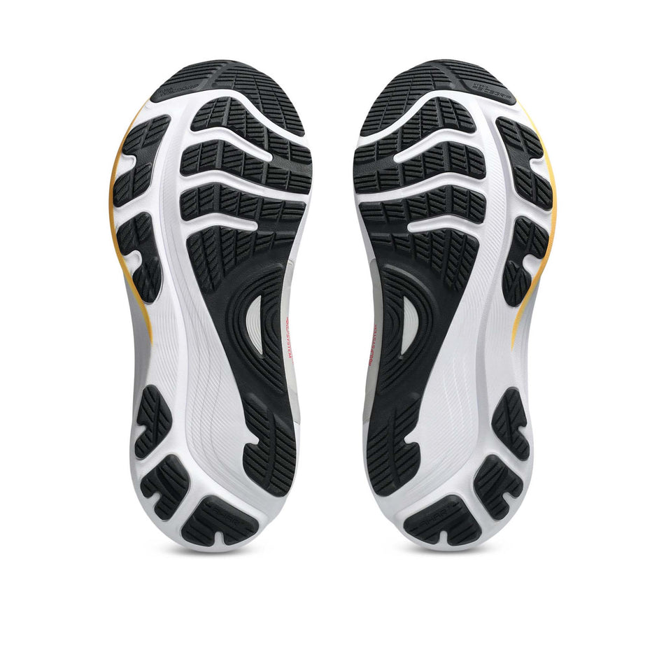 The outsoles of a pair of ASICS Men's Gel-Kayano 32 Running Shoes in the Midnight/Black colourway. (8668534538402)