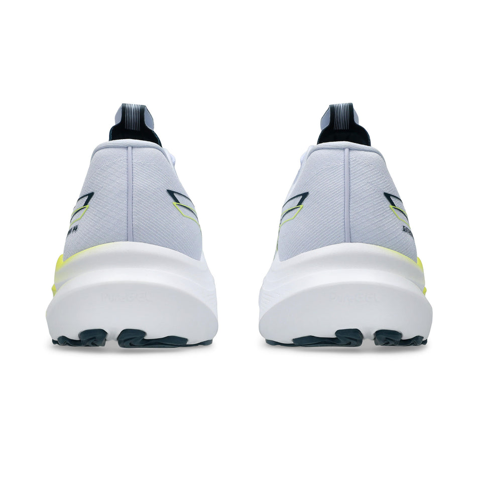 The back of a pair of ASICS Men's GT-2000 14 Running Shoes in the Blue Fade/Tranquil Teal colourway. (8668551348386)