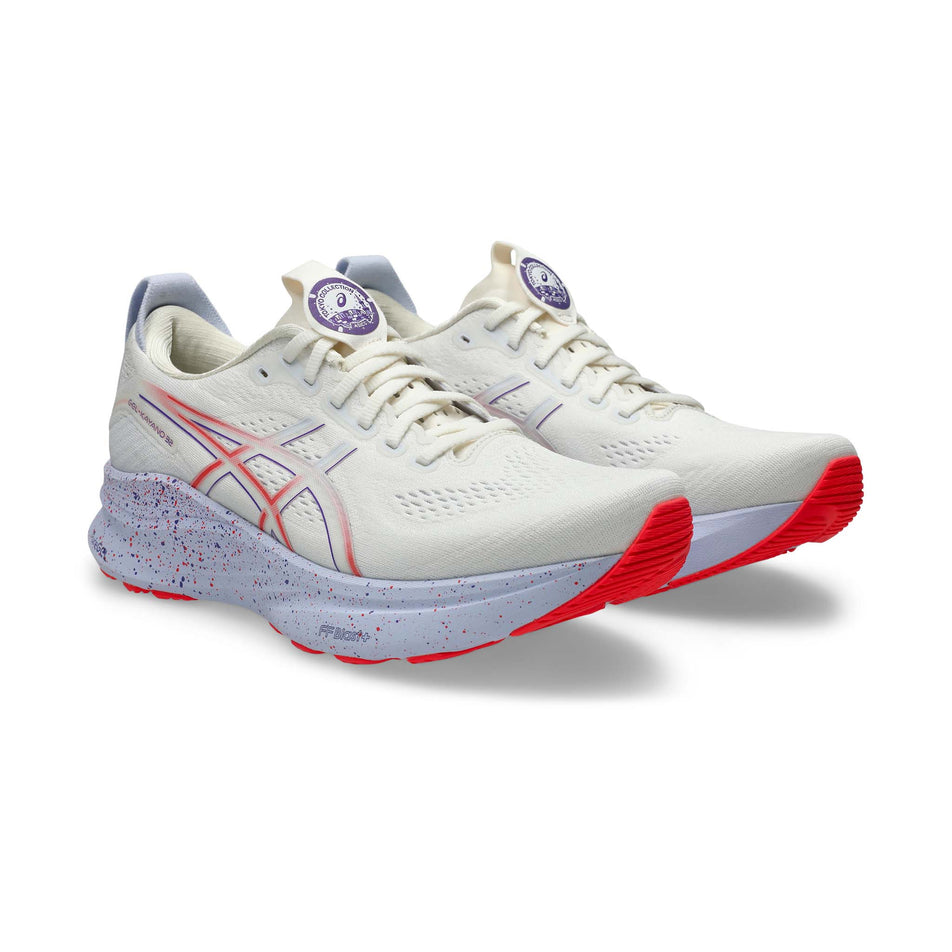 A pair of ASICS Men's Gel-Kayano 32 Tokyo Running Shoes in the Cream/Edo Purple colourway. (8668547973282)