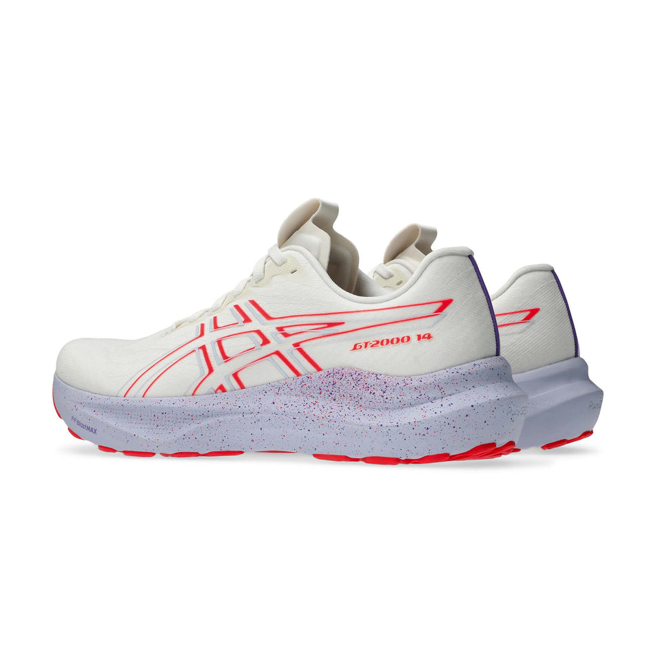 A pair of ASICS Men's GT-2000 14 Tokyo Running Shoes in the Cream/Edo Purple colourway. (8668554592418)