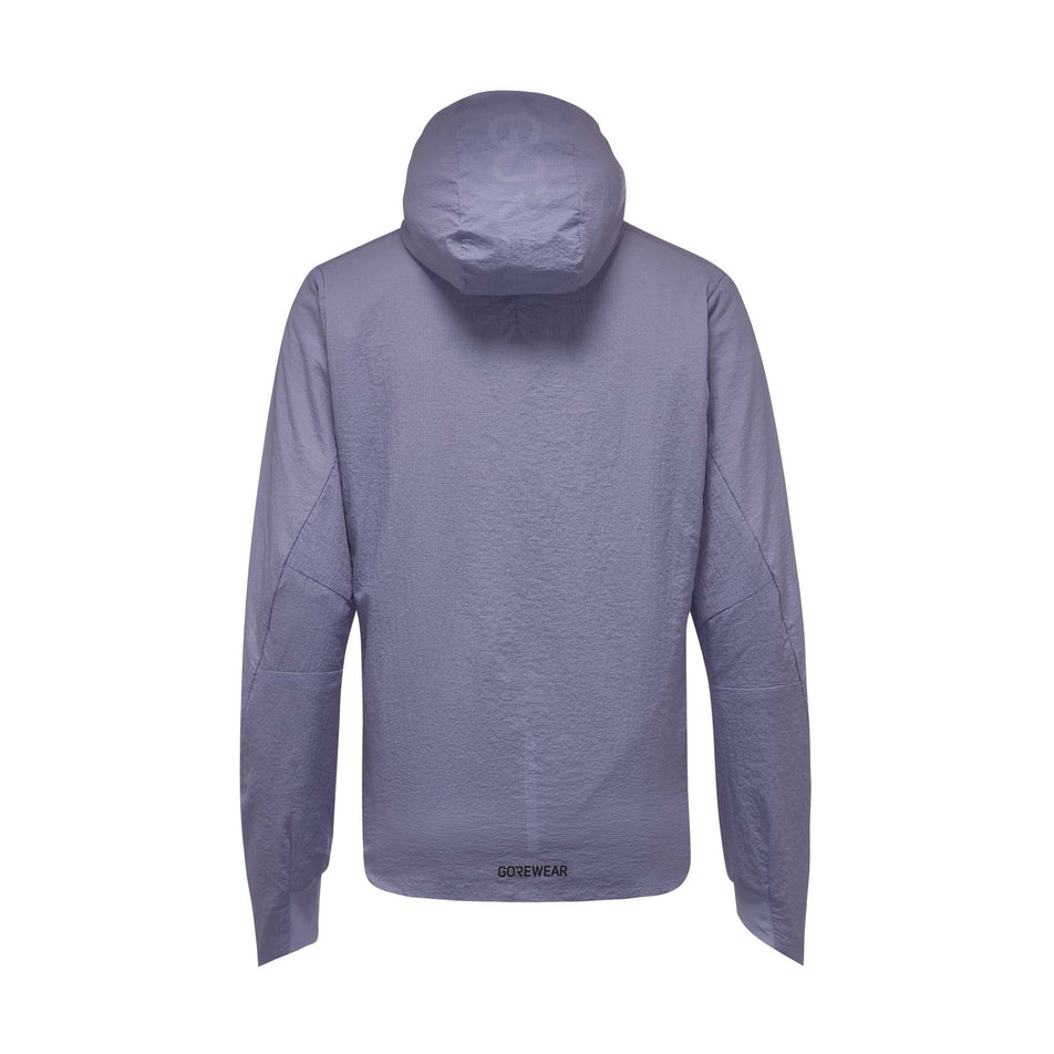 Back view of the GOREWEAR Women's Concurve WINDSTOPPER Insulated Hooded Jacket in the Amethyst Grey colourway. (8752083796130)