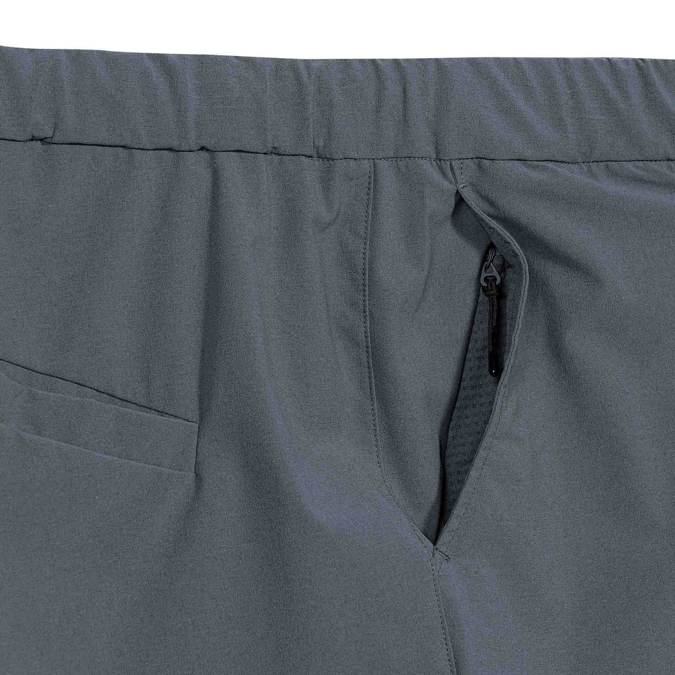 The zip pocket on the side of the GOREWEAR Men's Training Shorts in the Lab Graphite colourway.