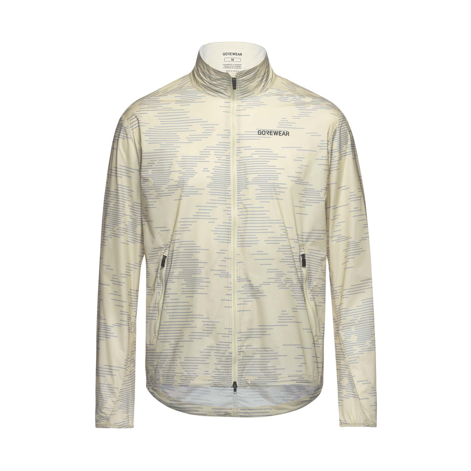 Front view of the GOREWEAR Men's Concurve Electro Windbreaker in the Crushed Tech Beige/Lab Gray colourway.