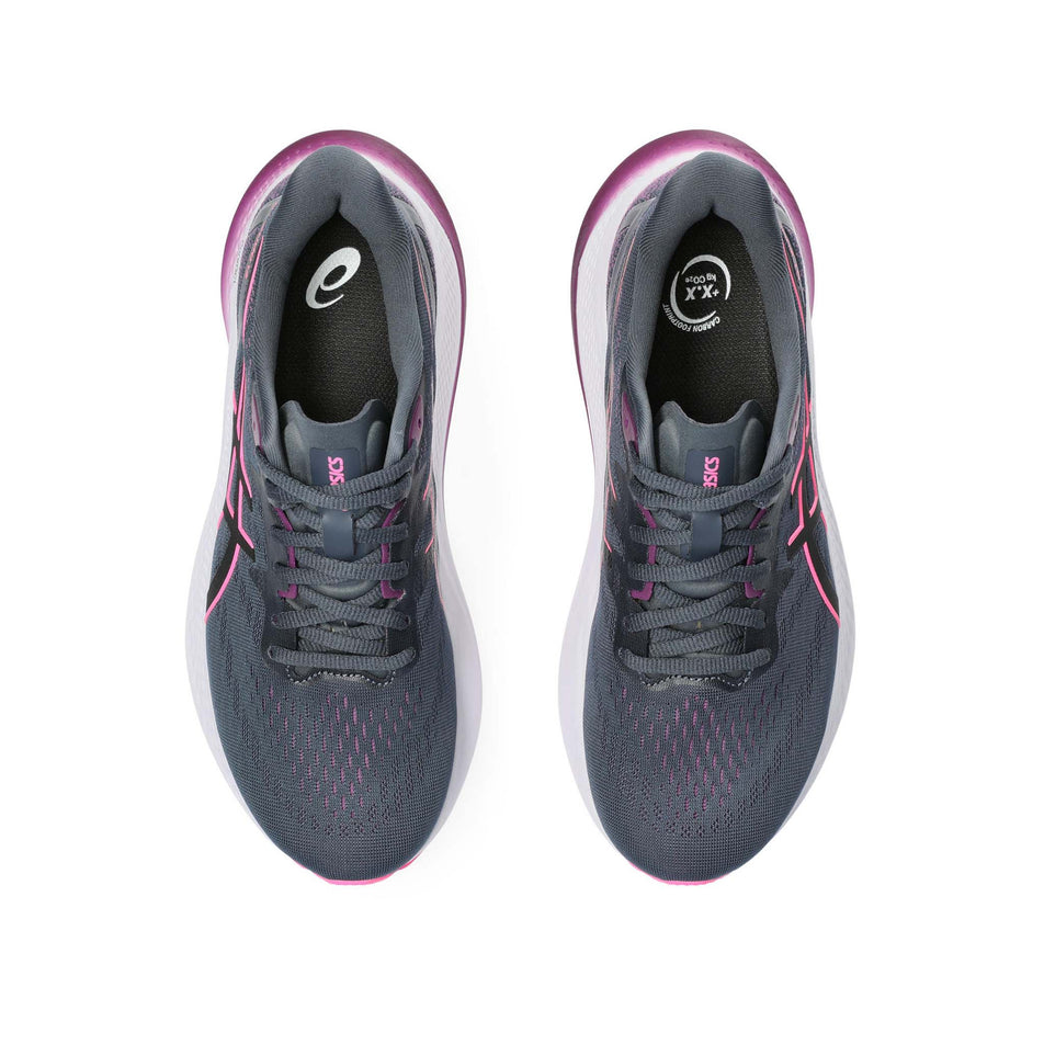 The uppers on a pair of Asics Women's GT-2000 12 Running Shoes in the Tarmac/Black colourway (8030208032930)
