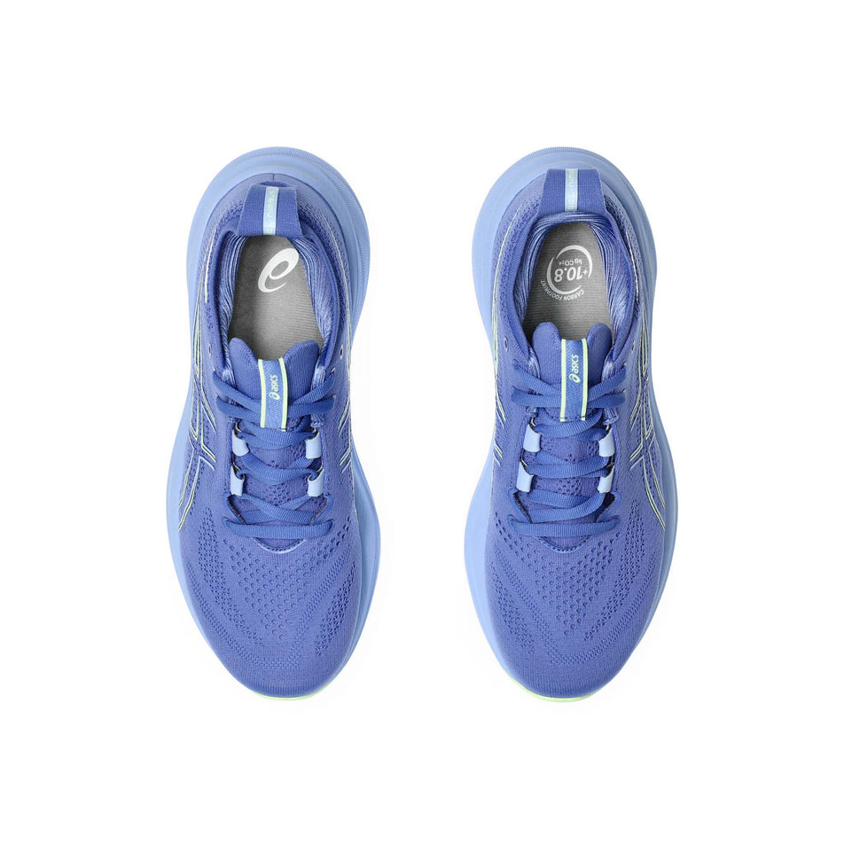 The uppers on a pair of Asics Women's Gel-Nimbus 26 Running Shoes in the Sapphire/Light Blue colourway  (8150520758434)