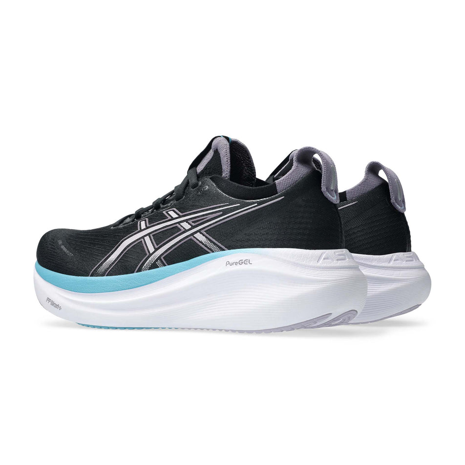 A pair of ASICS Women's Gel-Nimbus 27 Running Shoes in the Black/Dusk Violet colourway. (8680764276898)