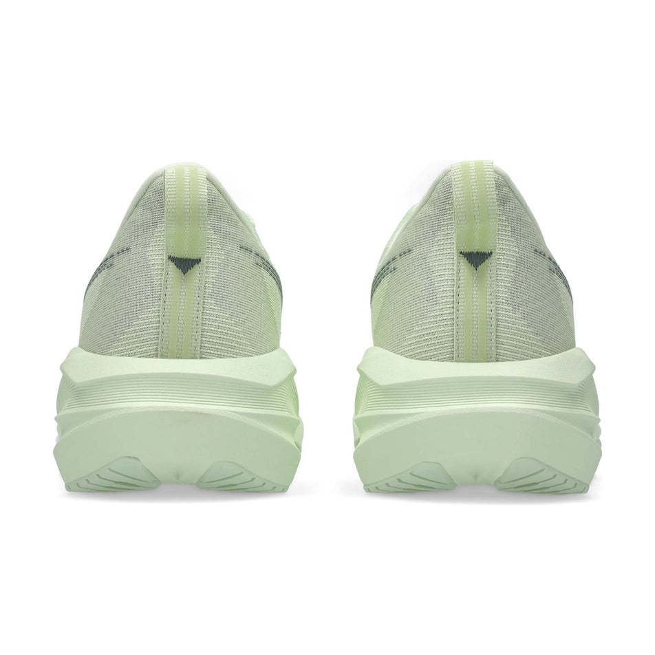 The back of a pair of ASICS Women's Novablast 5 Running Shoes in the Whisper Green/Monument colourway. (8669097984162)