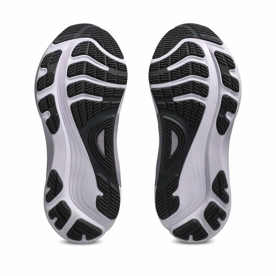 The outsoles of a pair of Asics Women's Gel-Kayano 32 Running Shoes in the Midnight/Stillwater colourway. (8680606990498)