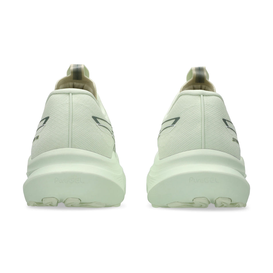 The back of a pair of ASICS Women's GT-2000 14 Running Shoes in the Whisper Green/Monument colourway. (8669090185378)