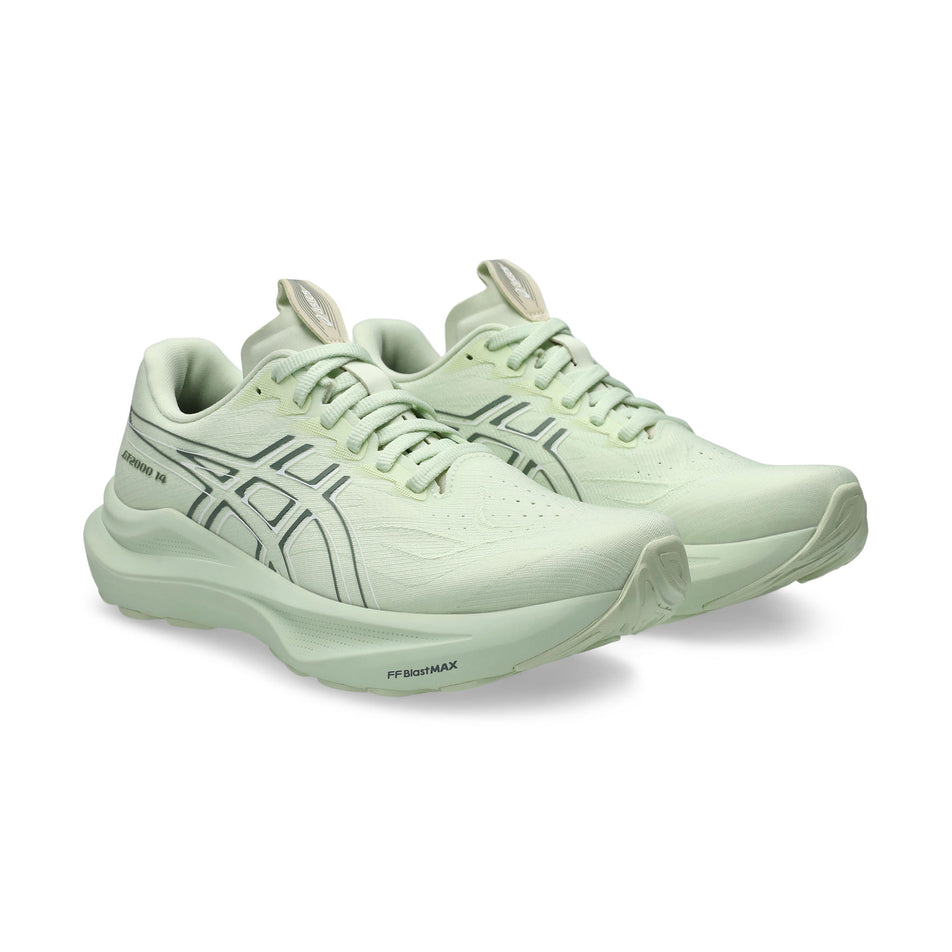 A pair of ASICS Women's GT-2000 14 Running Shoes in the Whisper Green/Monument colourway. (8669090185378)