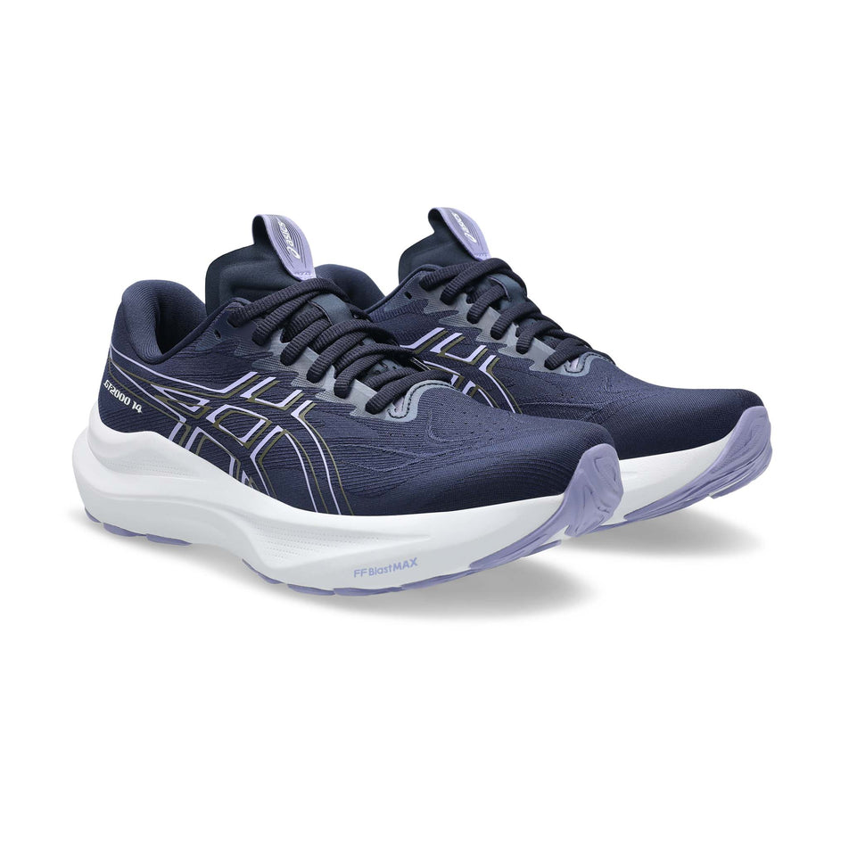 A pair of ASICS Women's GT-2000 14 Running Shoes in the Midnight/Bluebell colourway.