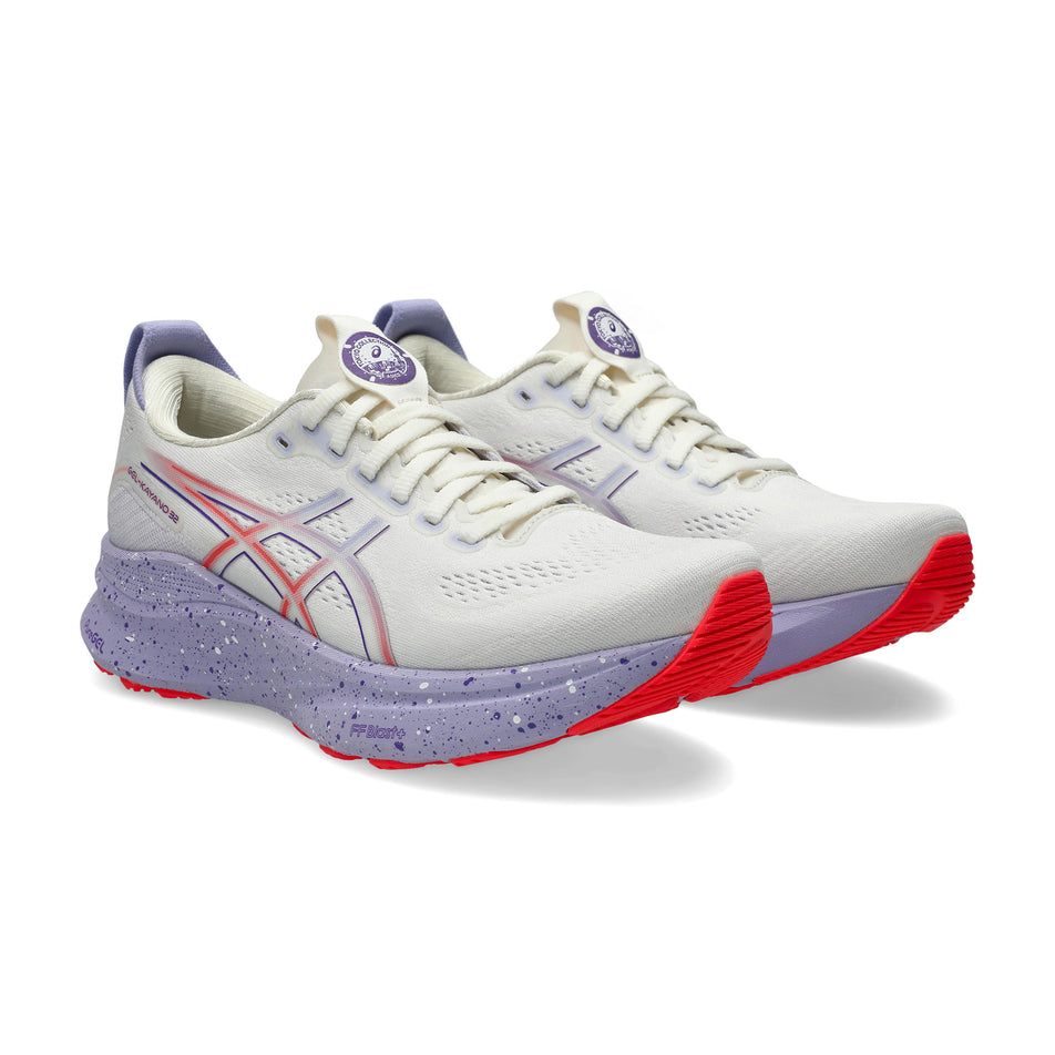 A pair of ASICS Women's Gel-Kayano 32 Tokyo Running Shoes in the Cream/Edo Purple colourway. (8720409428130)