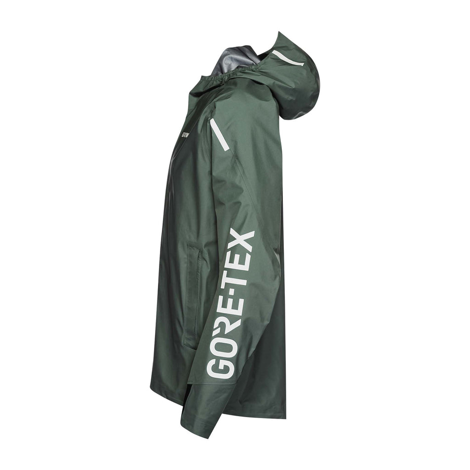 Side view of the GOREWEAR Men's Concurve GORE-TEX Logo Jacket in the Slate Green colourway.