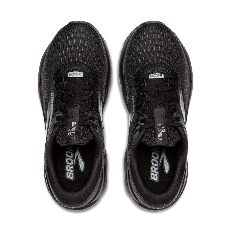 A pair of Brooks Men's Ghost 16 GORE-TEX Running Shoes in the Black/Black/Ebony colourway. (8472771461282)