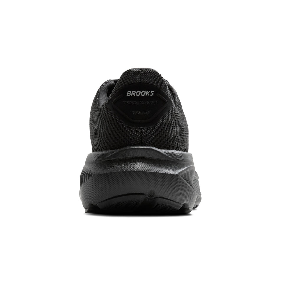 The back of the right shoe from a pair of Brooks Men's Ghost 17 2E Running Shoes in the Black/Black/Ebony colourway. (8647791509666)