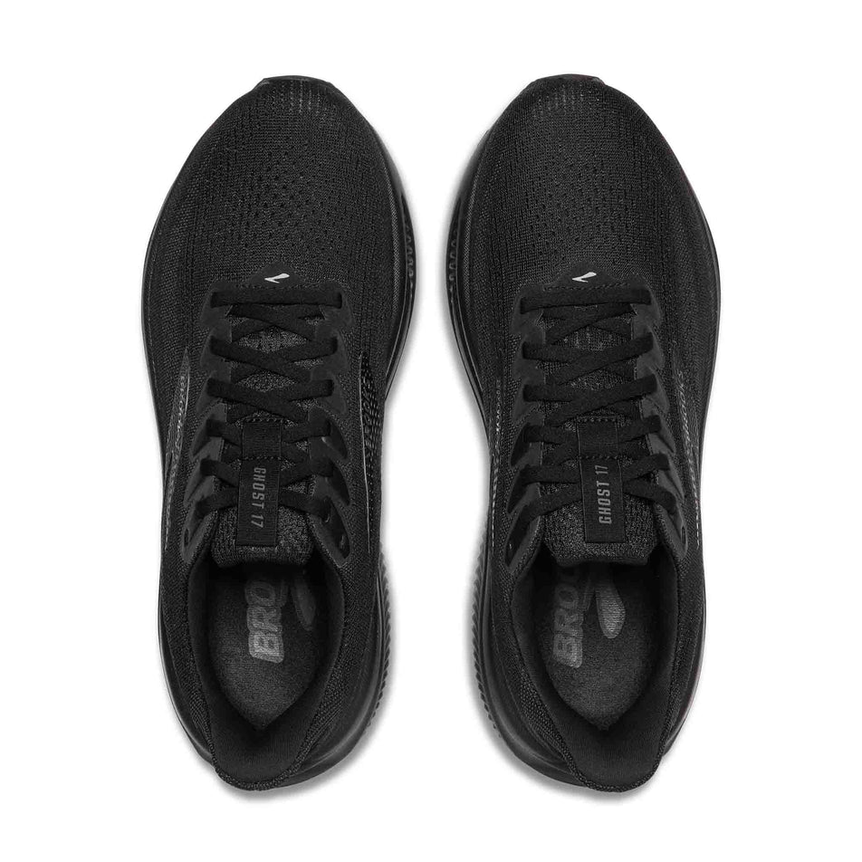 A pair of Brooks Men's Ghost 17 2E Running Shoes in the Black/Black/Ebony colourway. (8647791509666)
