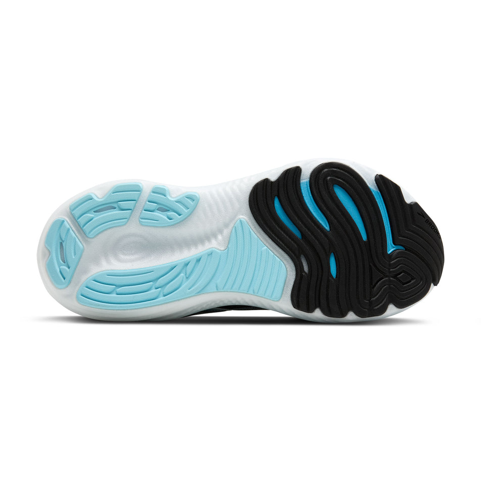 The outsole of the right shoe from a pair of Brooks Men's Glycerin GTS 22 Running Shoes in the Black/Atomizer/Blazing Orange colourway. (8647799701666)
