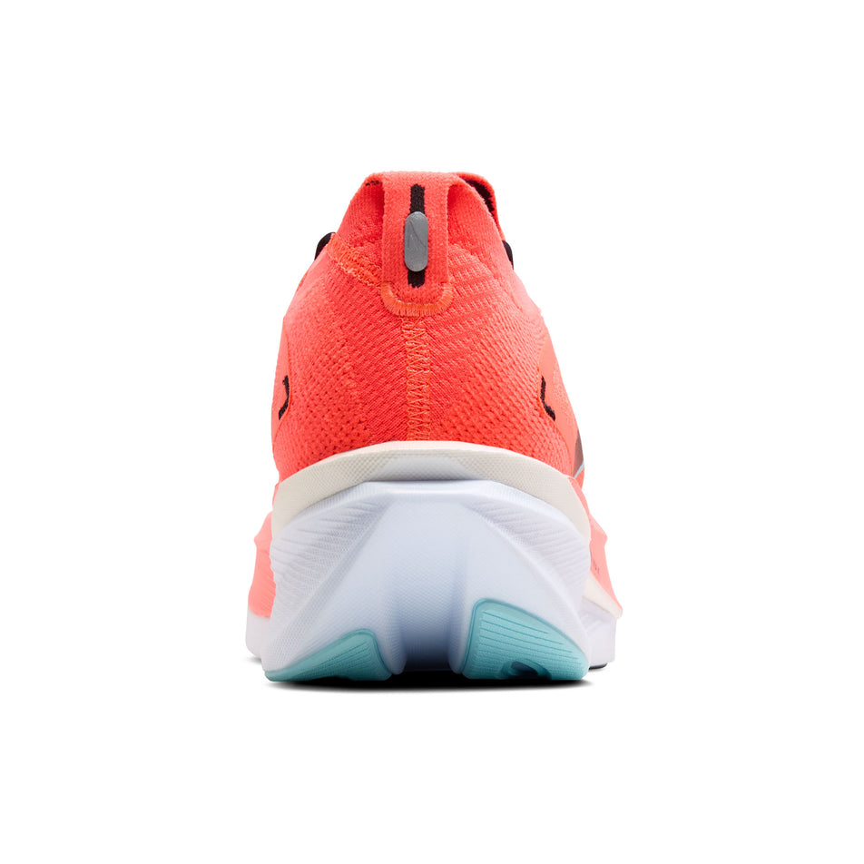 The back of the right shoe from a pair of Brooks Men's Hyperion Max 3 Running Shoes in the Fiery Coral/Black/Atomizer colourway. (8655871049890)