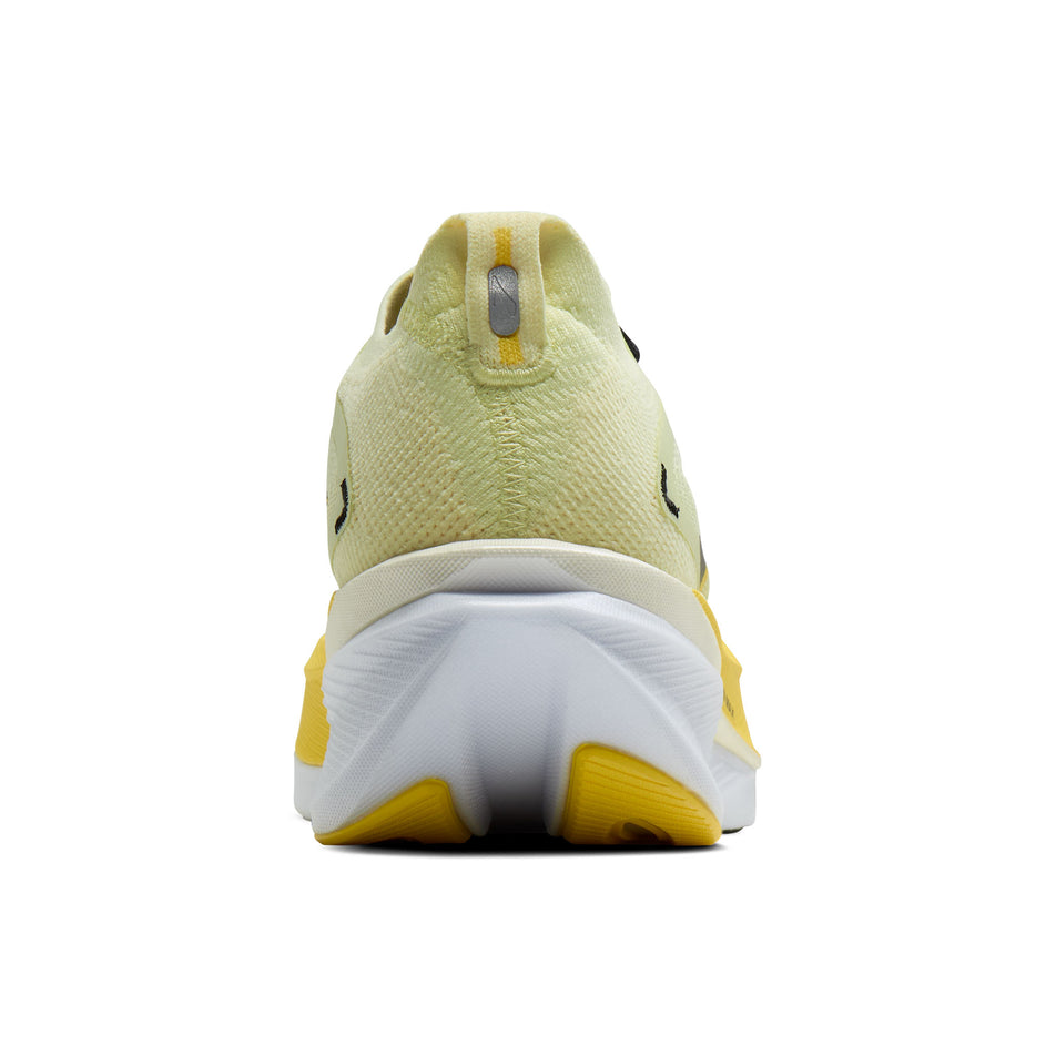 The back of the right shoe from a pair of Brooks Men's Hyperion Max 3 Running Shoes in the Luminary/Cyber Yellow/Black colourway.