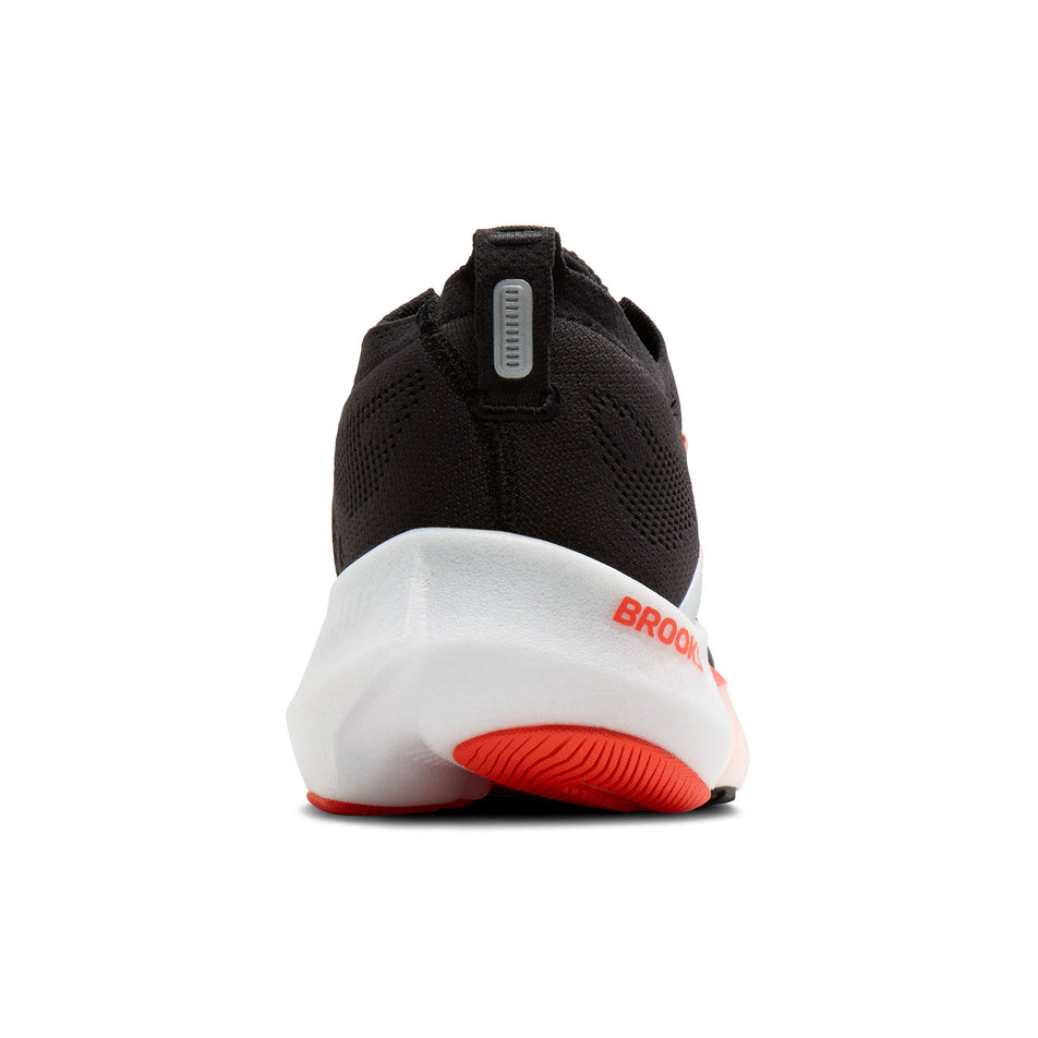 The back of the right shoe from a pair of Brooks Men's Glycerin Flex Running Shoes in the Black/Orange colourway.