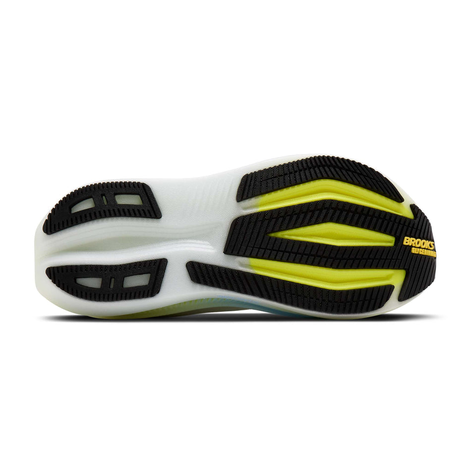 The outsole of the right shoe from a pair of Brooks Men's Glycerin Max 2 Running Shoes in the Bright White/Black/Nightlife colourway.
