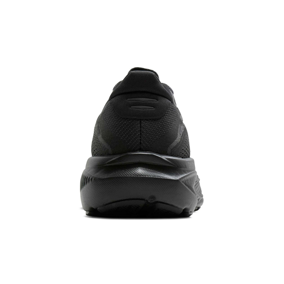 The back of the right shoe from a pair of Brooks Men's Ghost 18 Running Shoes in the Black/Black/Ebony colourway.