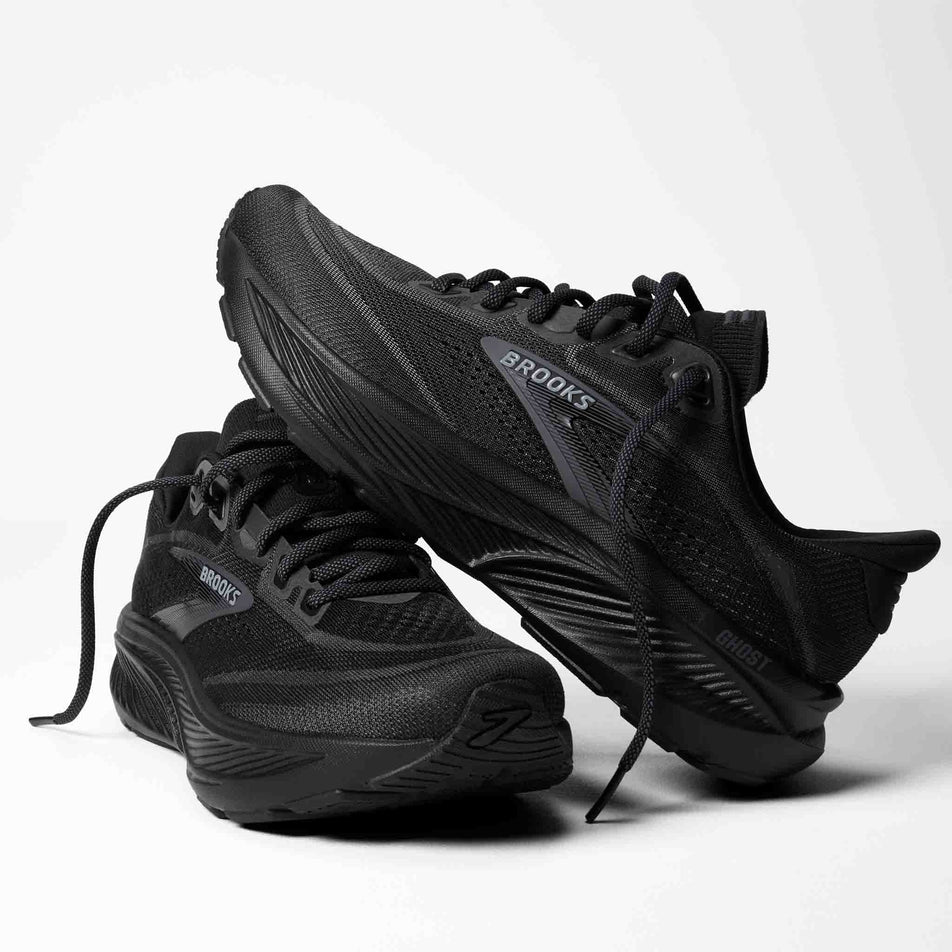A pair of Brooks Men's Ghost 18 Running Shoes in the Black/Black/Ebony colourway.