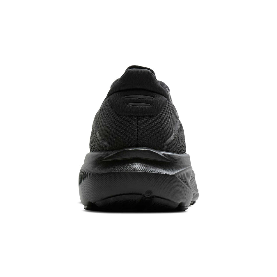 The back of the right shoe from a pair of Brooks Men's Ghost 18 2E Running Shoes in the Black/Black/Ebony colourway.