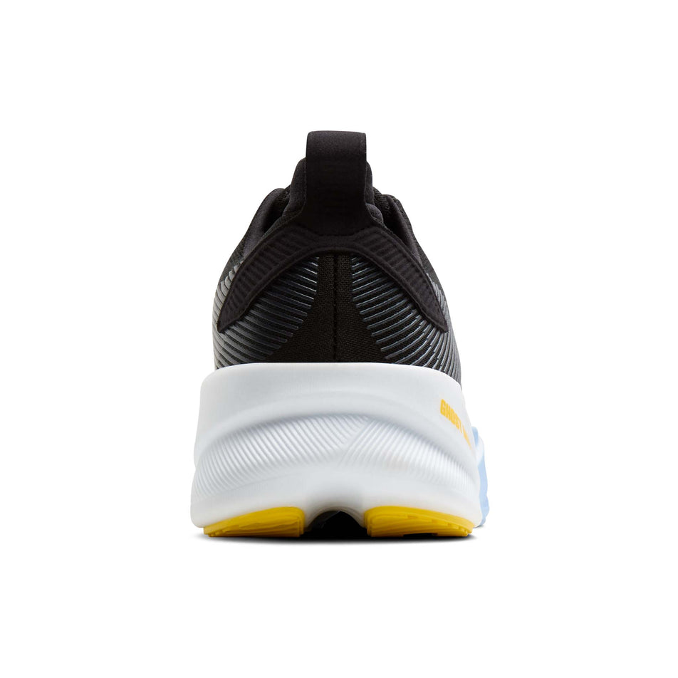 The back of the right shoe from a pair of Brooks Men's Ghost Max 4 Running Shoes in the Black/Folkstone/Open Air colourway.