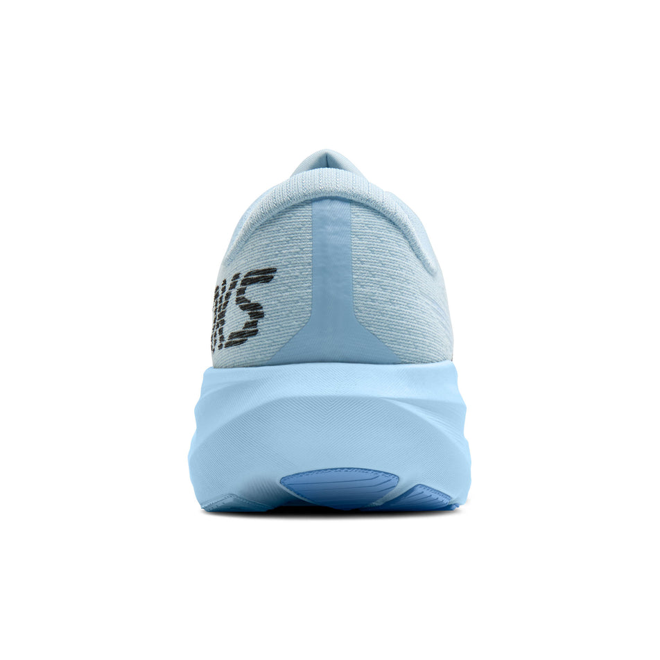 The back of the right shoe from a pair of Brooks Men's Ghost AMP Running Shoes in the Blue/Blue/Black colourway.