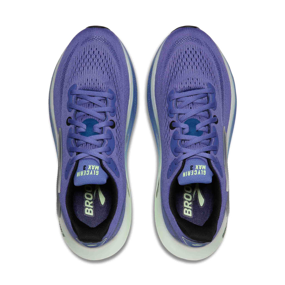 The uppers of a pair of Brooks Men's Glycerin Max 3 Running Shoes in the Marlin/Limoges/Patina Green colourway.