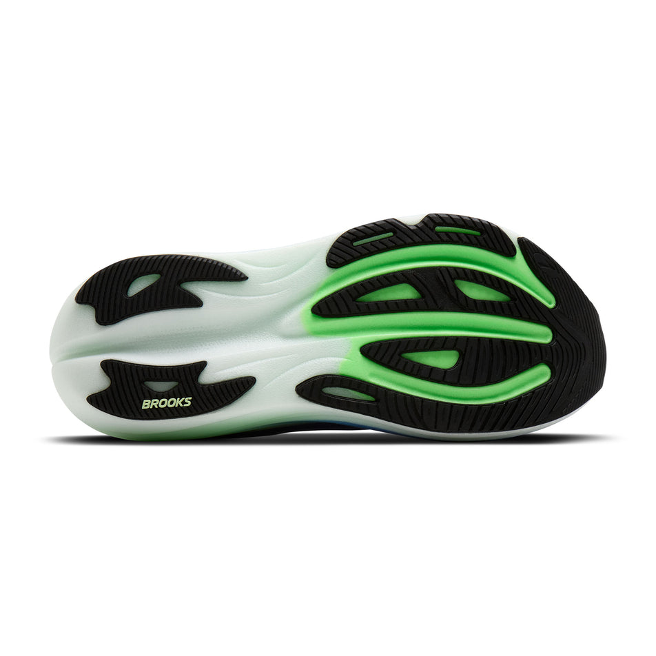 The outsole of the right shoe from a pair of Brooks Men's Glycerin Max 3 Running Shoes in the Marlin/Limoges/Patina Green colourway.