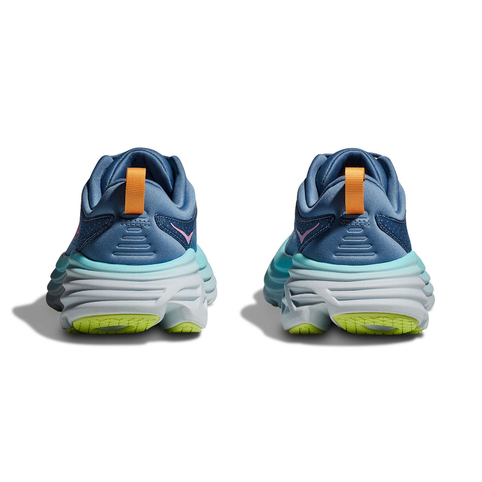 The back of a pair of HOKA Women's Bondi 8 Running Shoes in the Shadow/Dusk colourway (8146244927650)