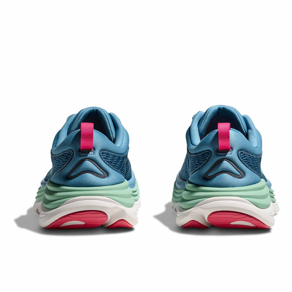 The back of a pair of HOKA Women's Gaviota 5 Running Shoes in the Alpine Blue/Jadeite colourway. (8689329995938)