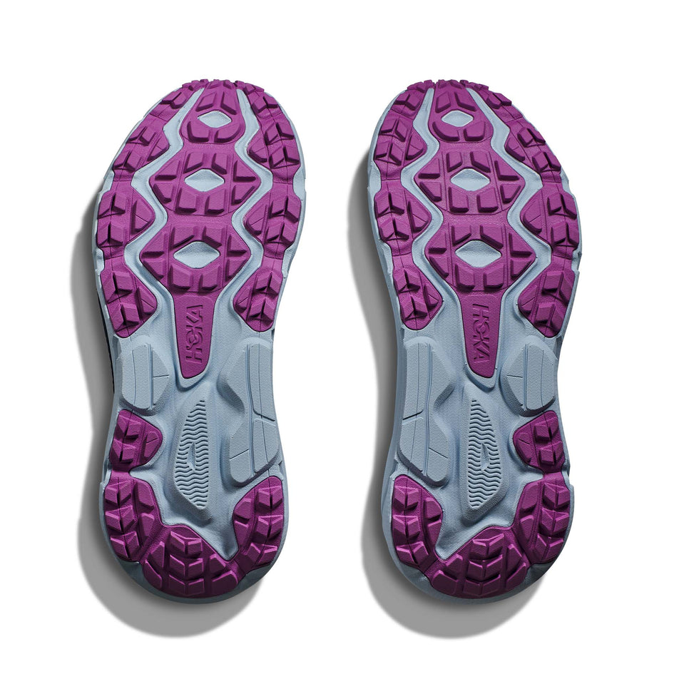 The outsoles on a pair of Hoka Women's Challenger ATR 7 Running Shoes in the Meteor/Night Sky colourway (7922061541538)