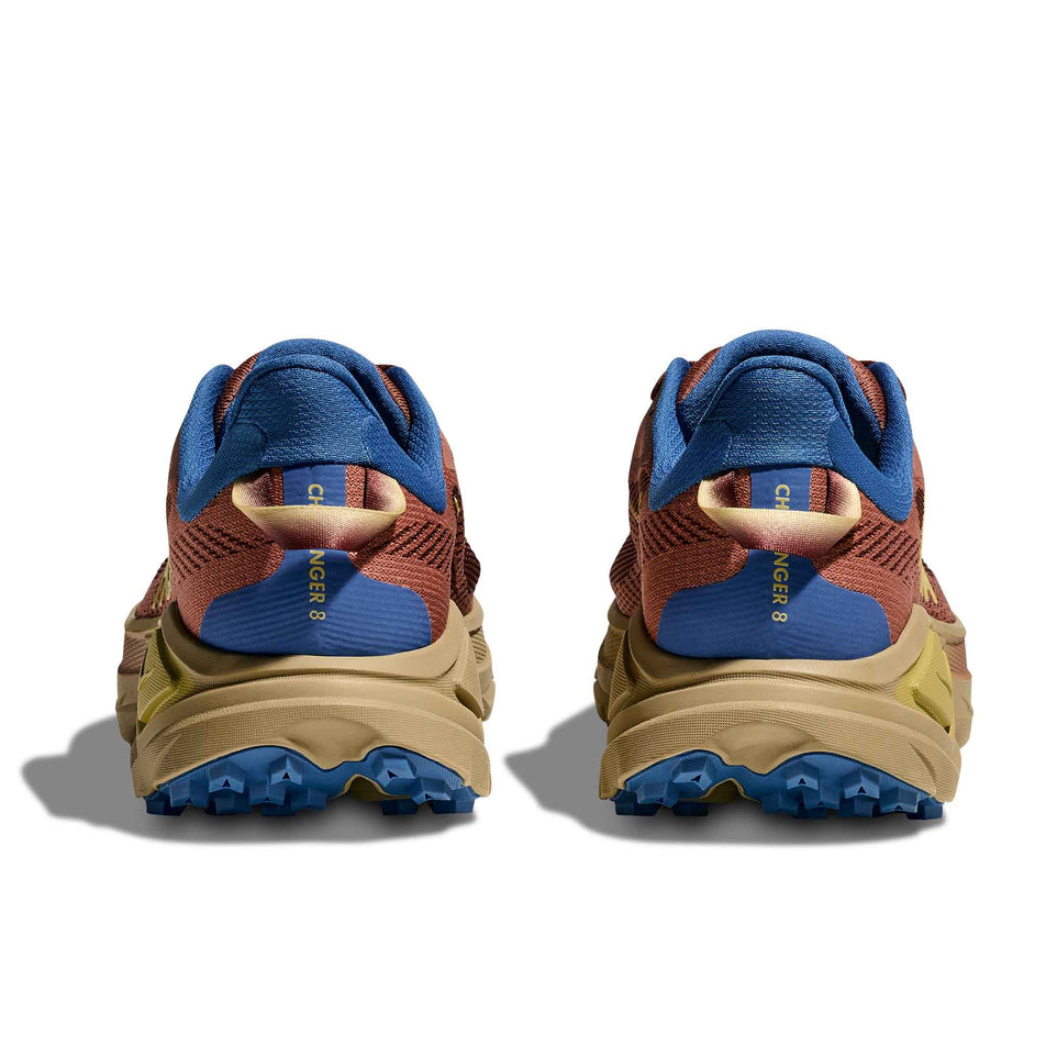 The back of a pair of HOKA Men's Challenger 8 Running Shoes in the Maple/Cardamom colourway. (8689254105250)