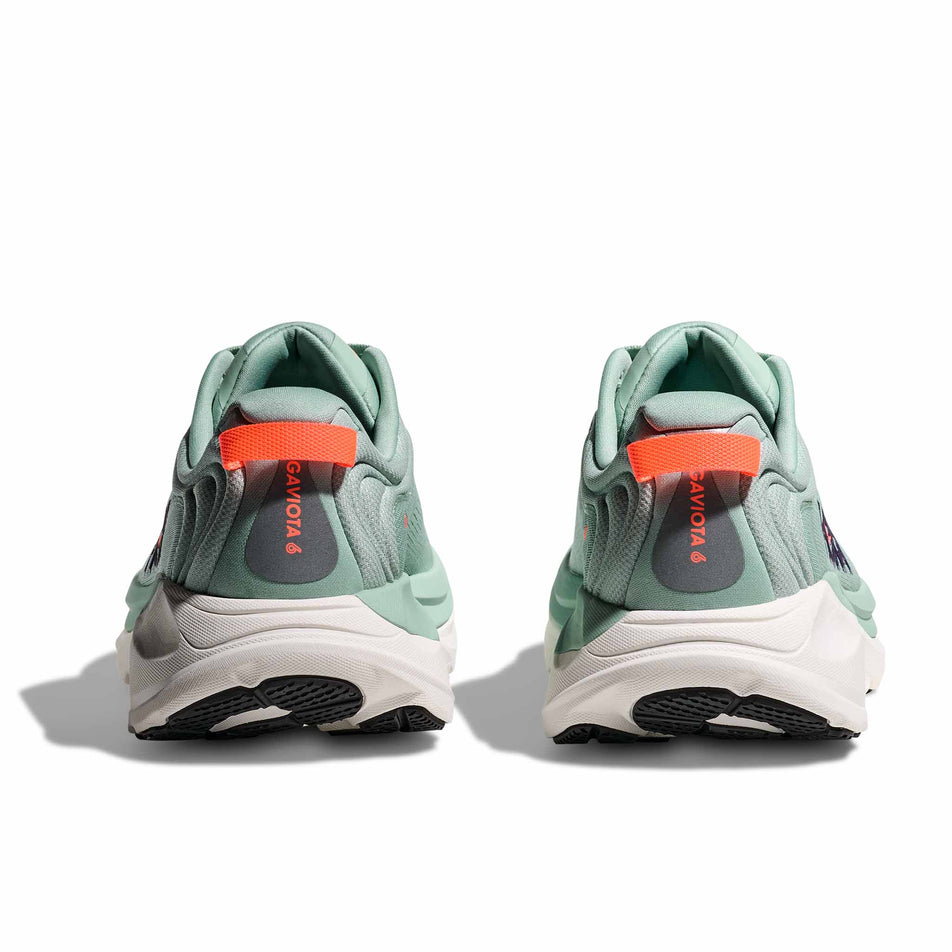 The back of a pair of HOKA Men's Gaviota 6 Running Shoes in the Sage/Stardust colourway.