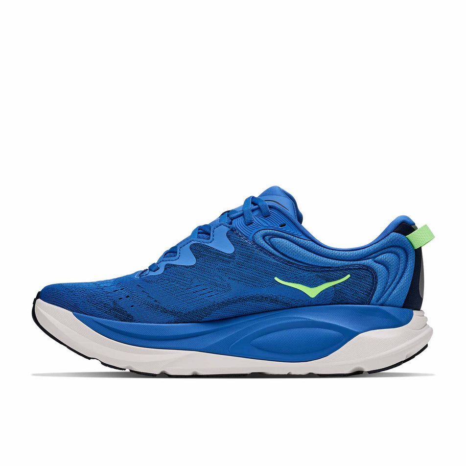Medial view of the right shoe from a pair of HOKA Men's Gaviota 6 Running Shoes in the Virtual Blue/Varsity Navy colourway.